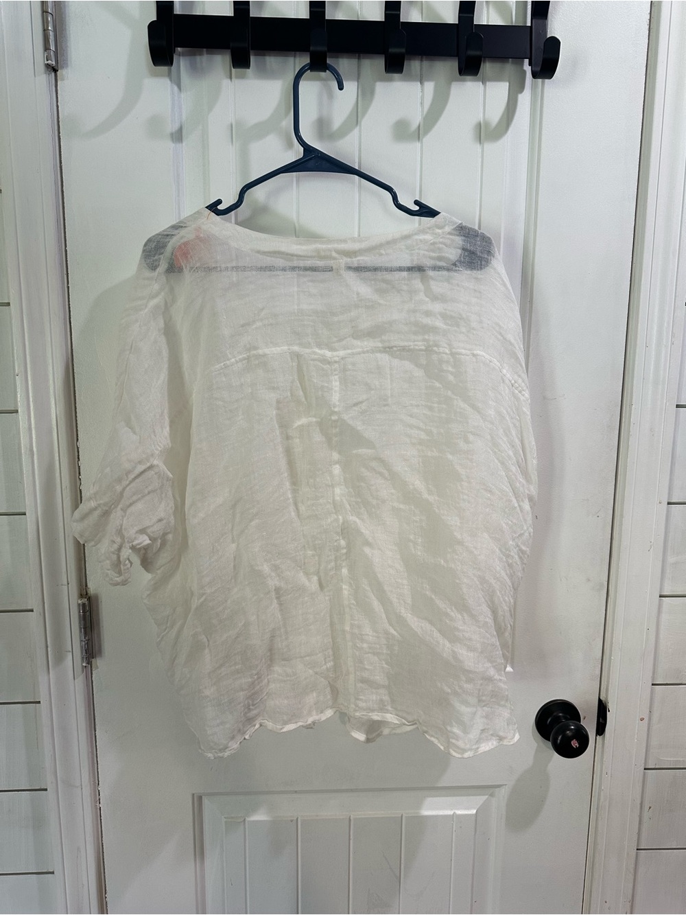 Eileen Fisher White 100% Linen Gauze Dolman Sleeve Oversized Blouse - Picture 6 of 6